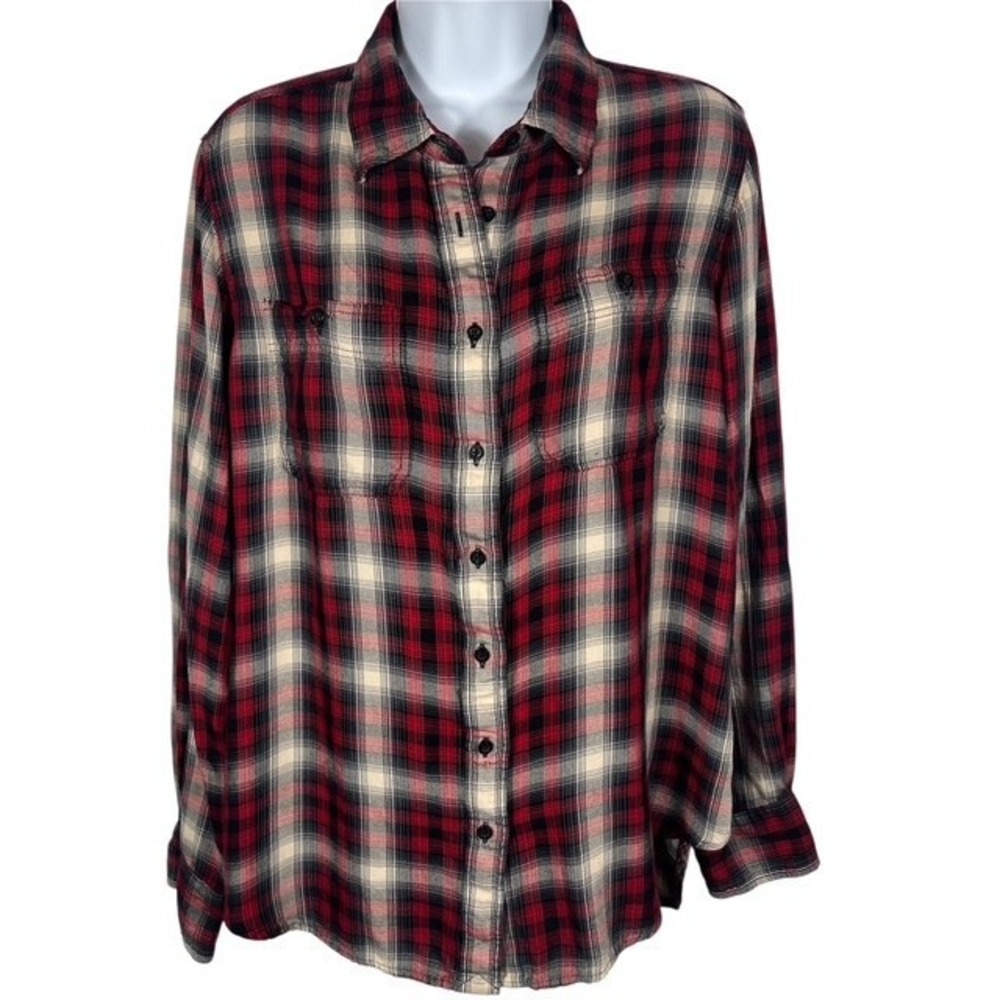 Lauren Ralph Lauren Womens Sz L Light Plaid Flannel Button Up Casual -1282